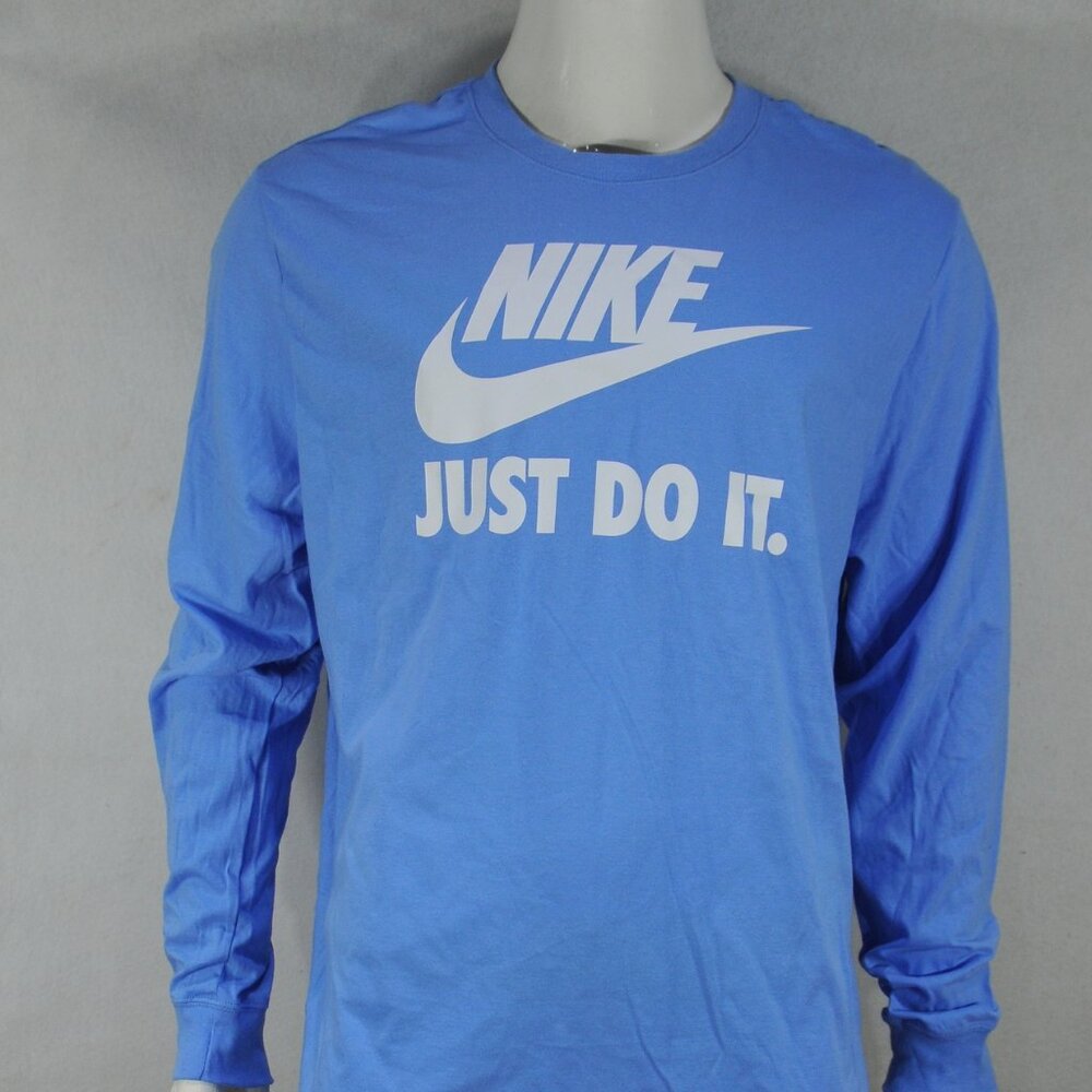 Nike Swoosh Men's T Shirt 2XL The Nike tee Long Sleeve Blue NWT
